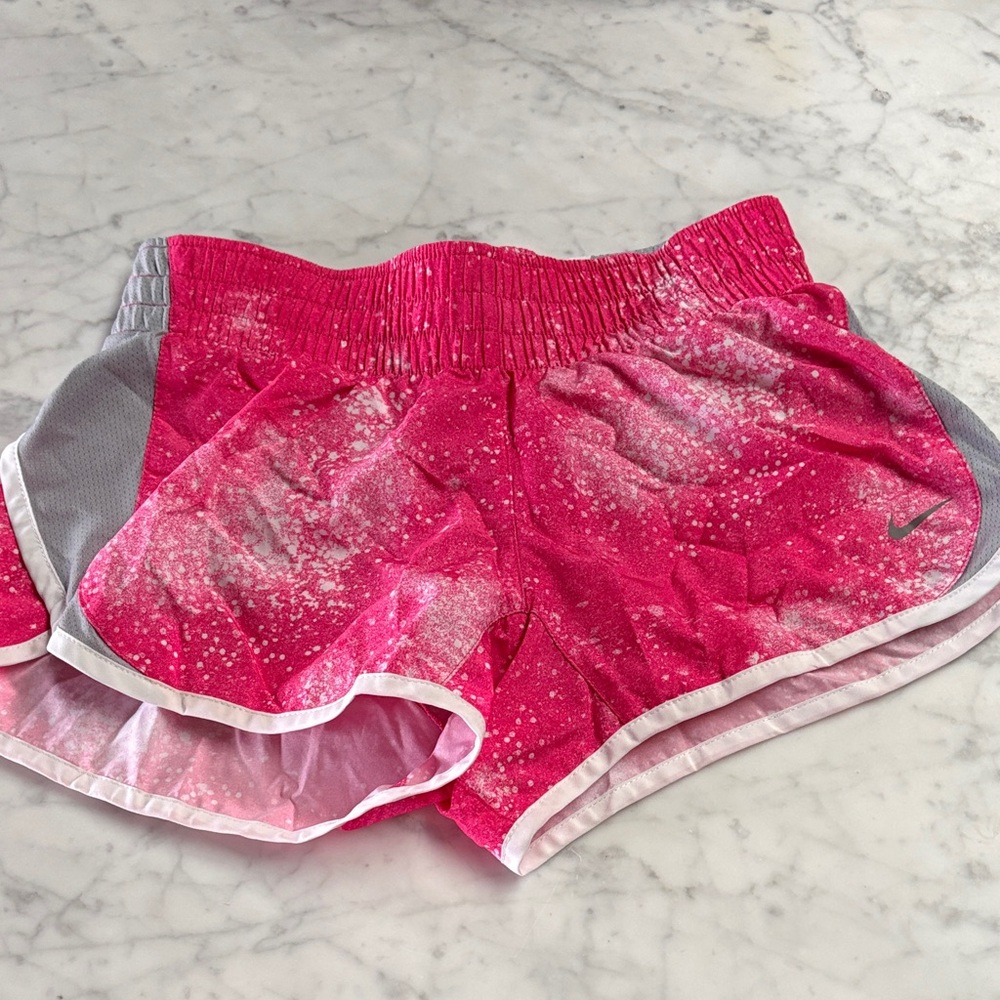 Nike Hot Pink Speckled Running Shorts with Gray Accents size XS workout shorts